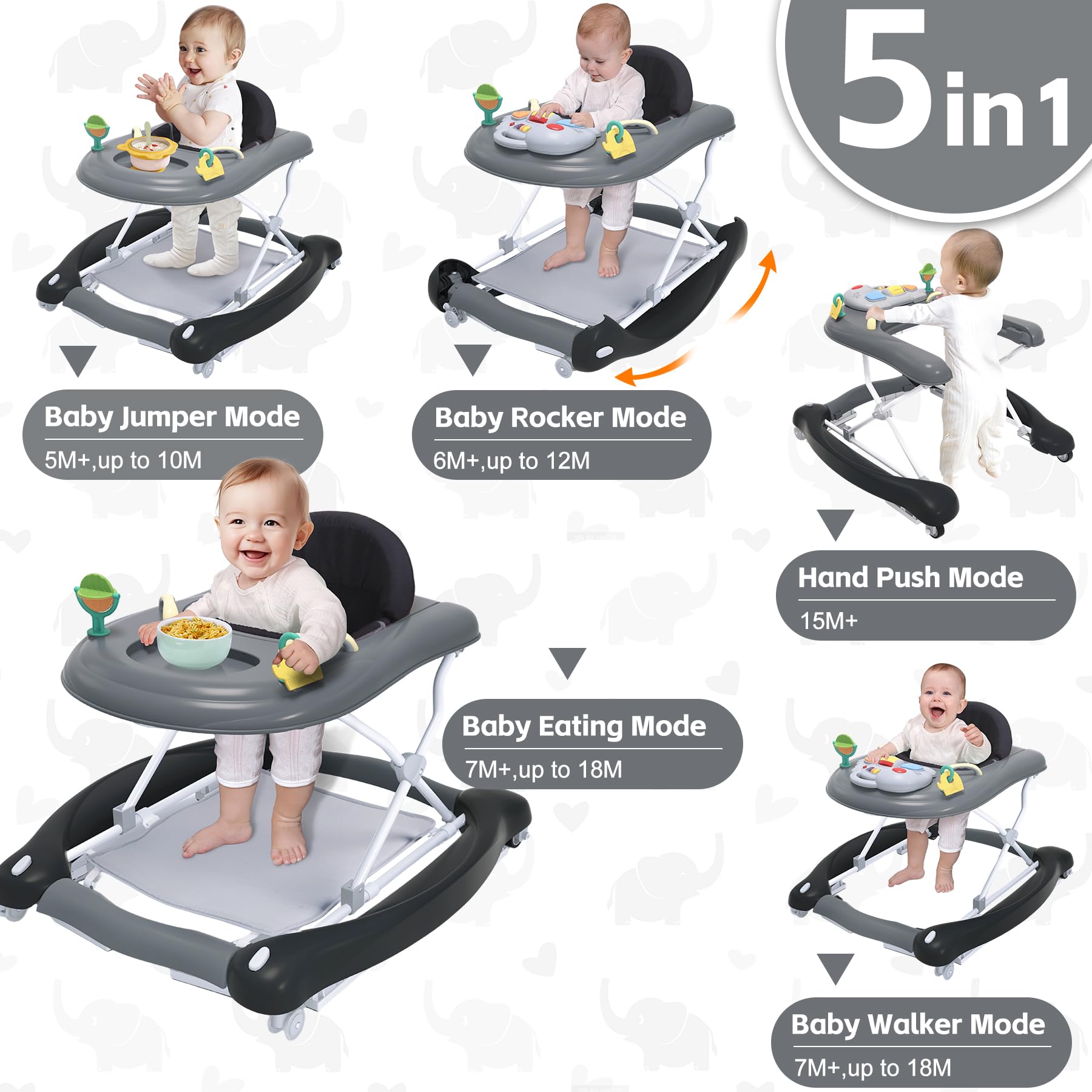Pawtong foldable walker center with engaging toys for sensory exploration.