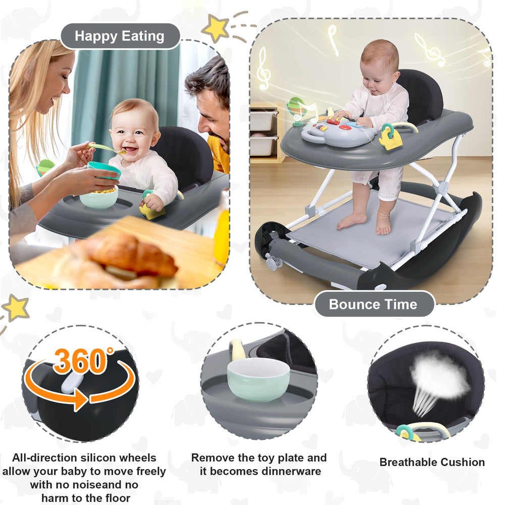 Pawtong foldable walker folded for compact storage under furniture.