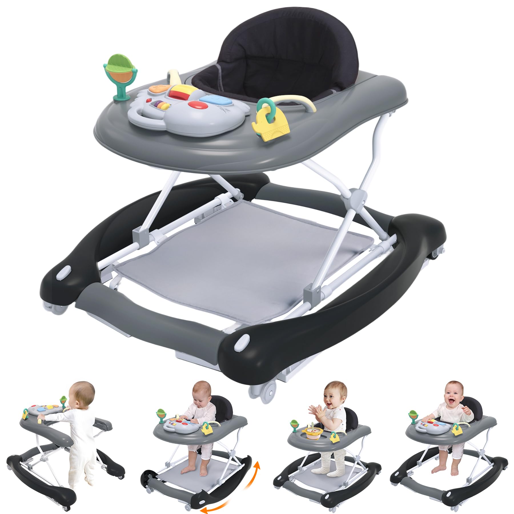 Pawtong foldable walker in rocker mode for soothing play.