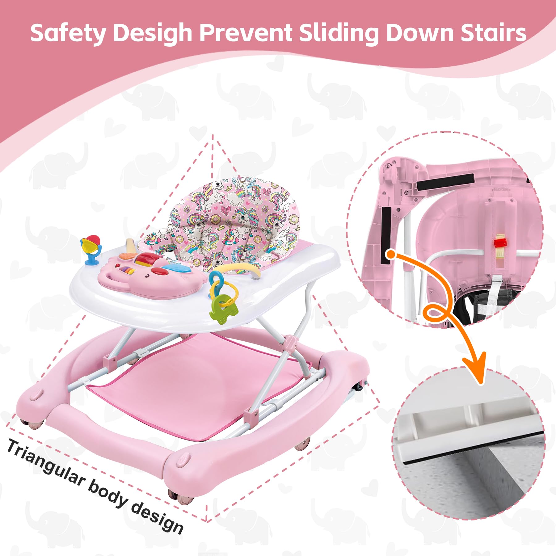 Pawtong height-adjustable walker grows with baby.