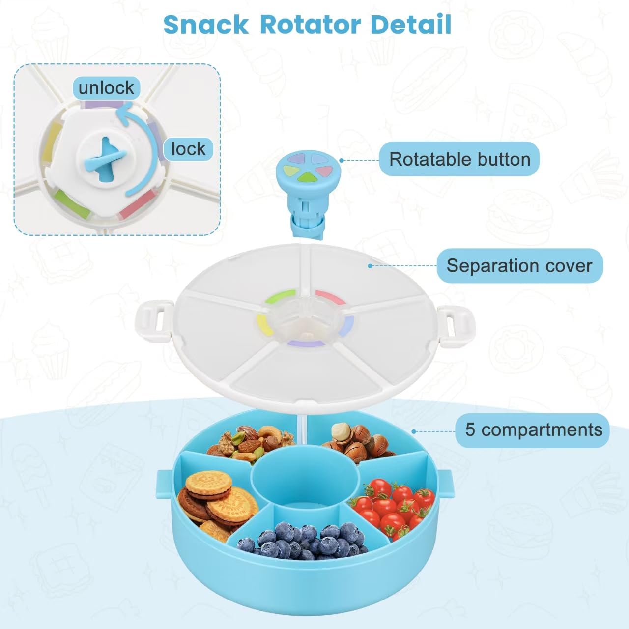 Pawtong opening lid aligned with color for quick access to snacks