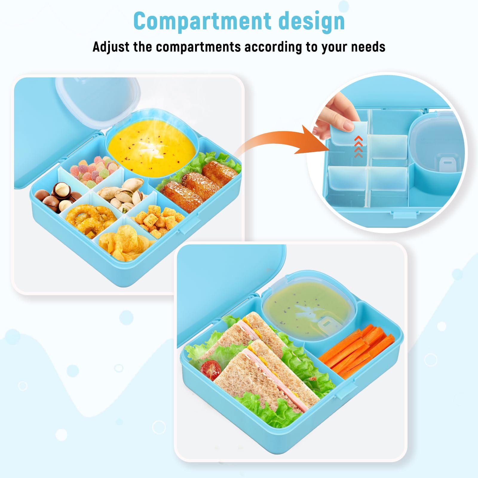 Pawtong Snackle Box dividers configuration shows adjustable compartments for snacks.