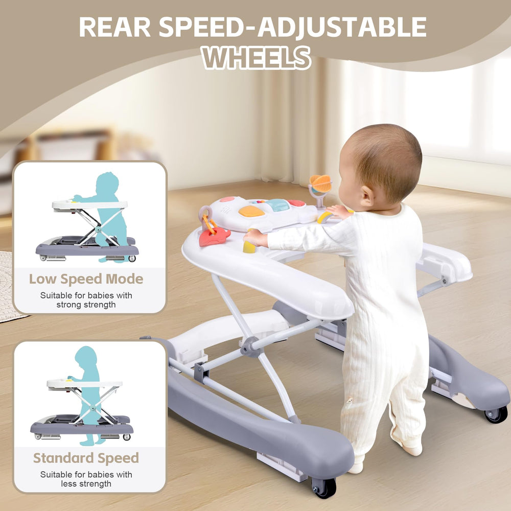 Pawtong adjustable-height walker matches growing baby for comfy use.