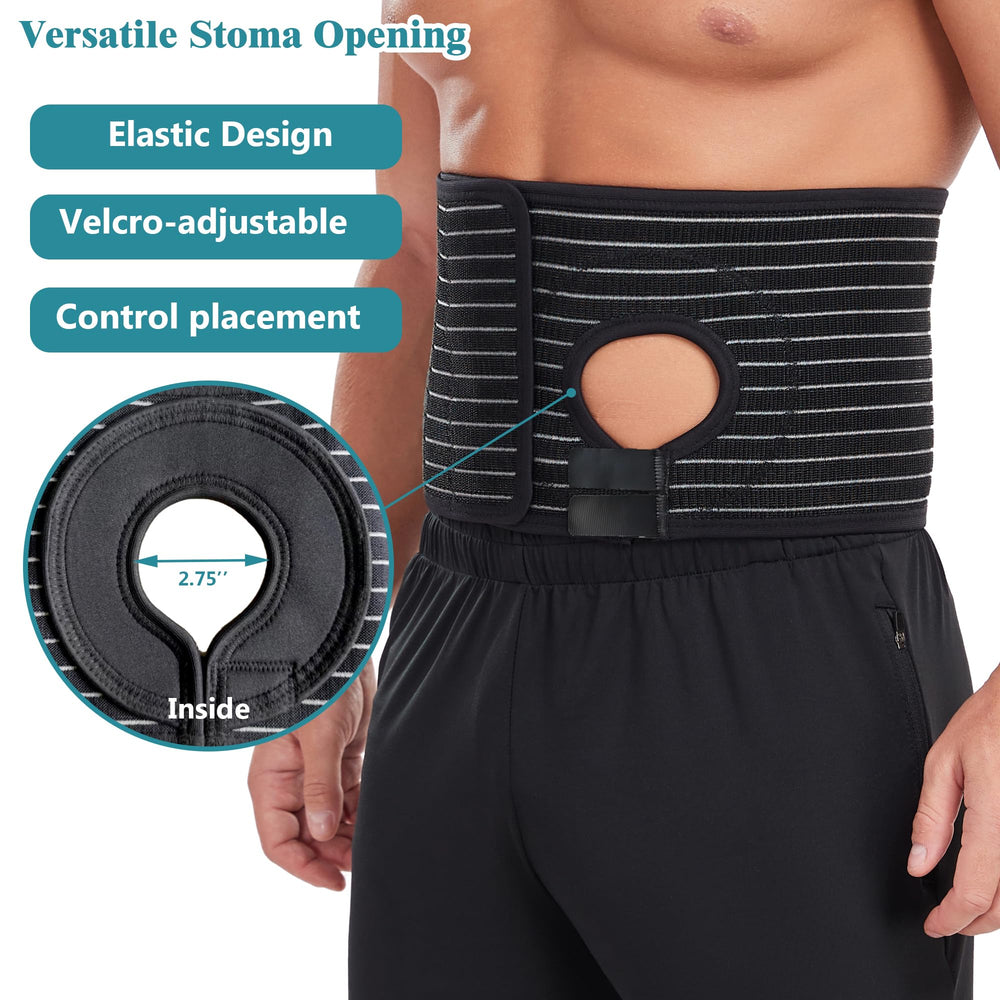 PAZ WEAN ostomy belt demonstrates pouch stability during movement.