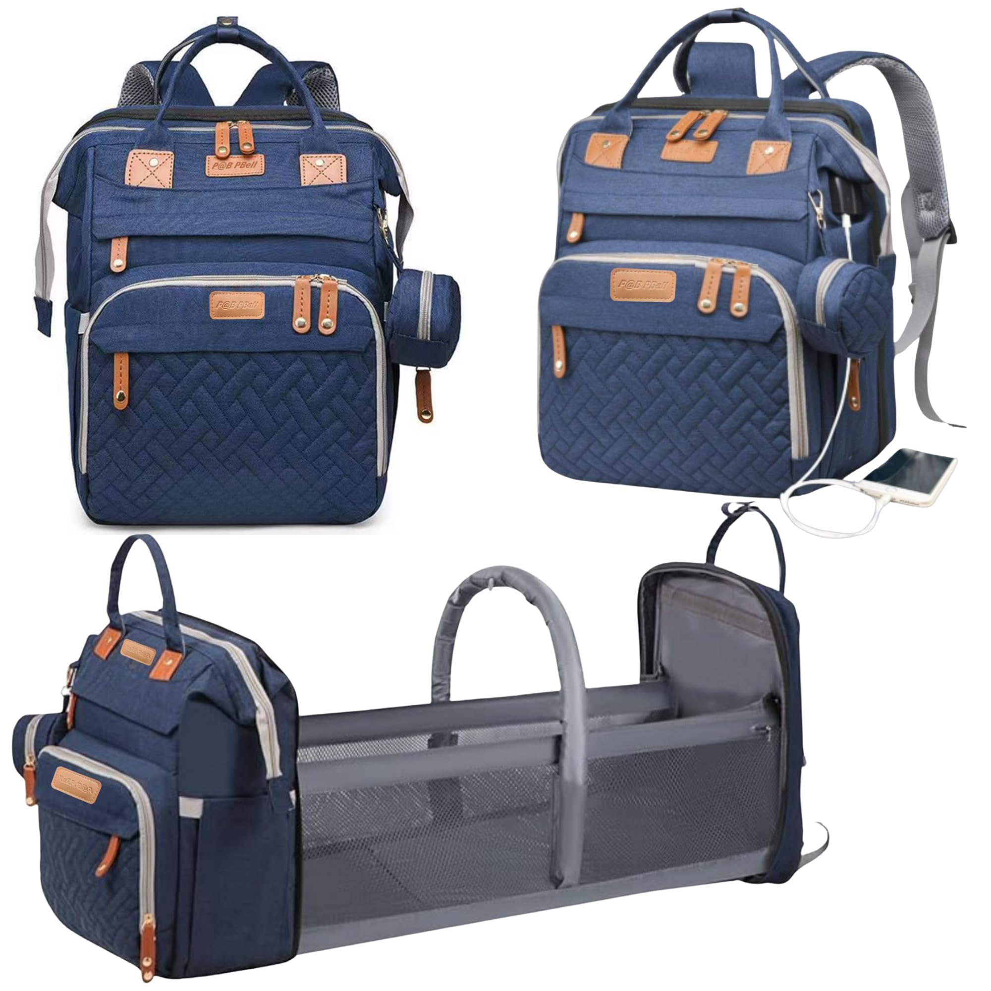 PBell diaper bag with changing station ready for on-the-go changes