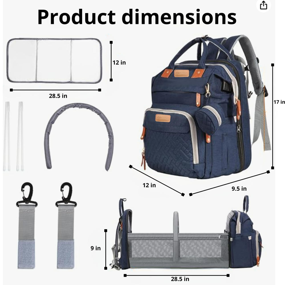 PBell XL storage diaper bag showing deep pockets and organization