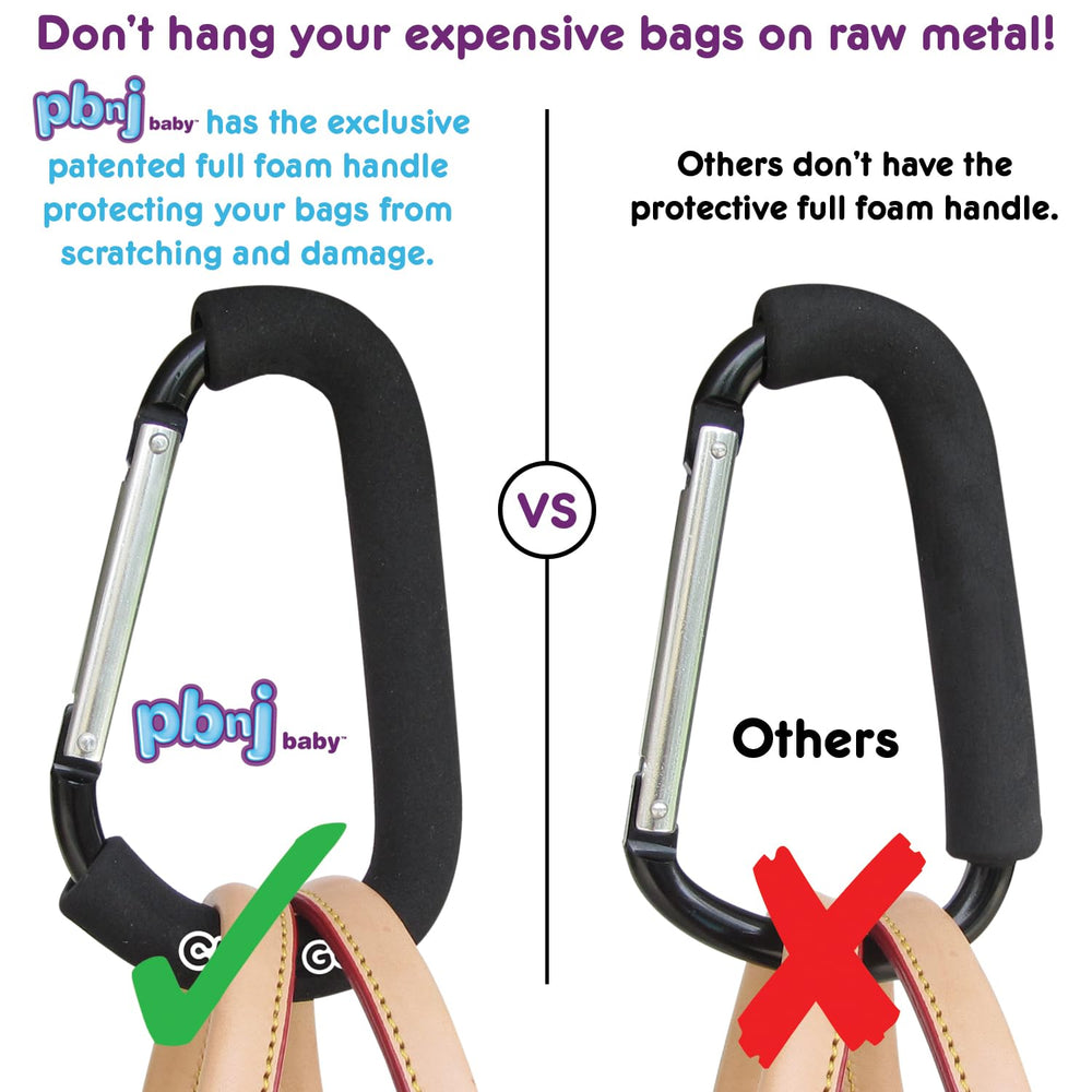PBnJ Baby one-handed attachment enables quick bag securing