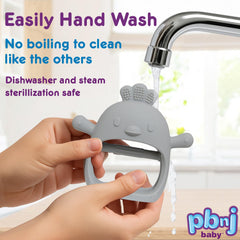 PBnJ Baby teether glove arms provide comforting nipple-like touch