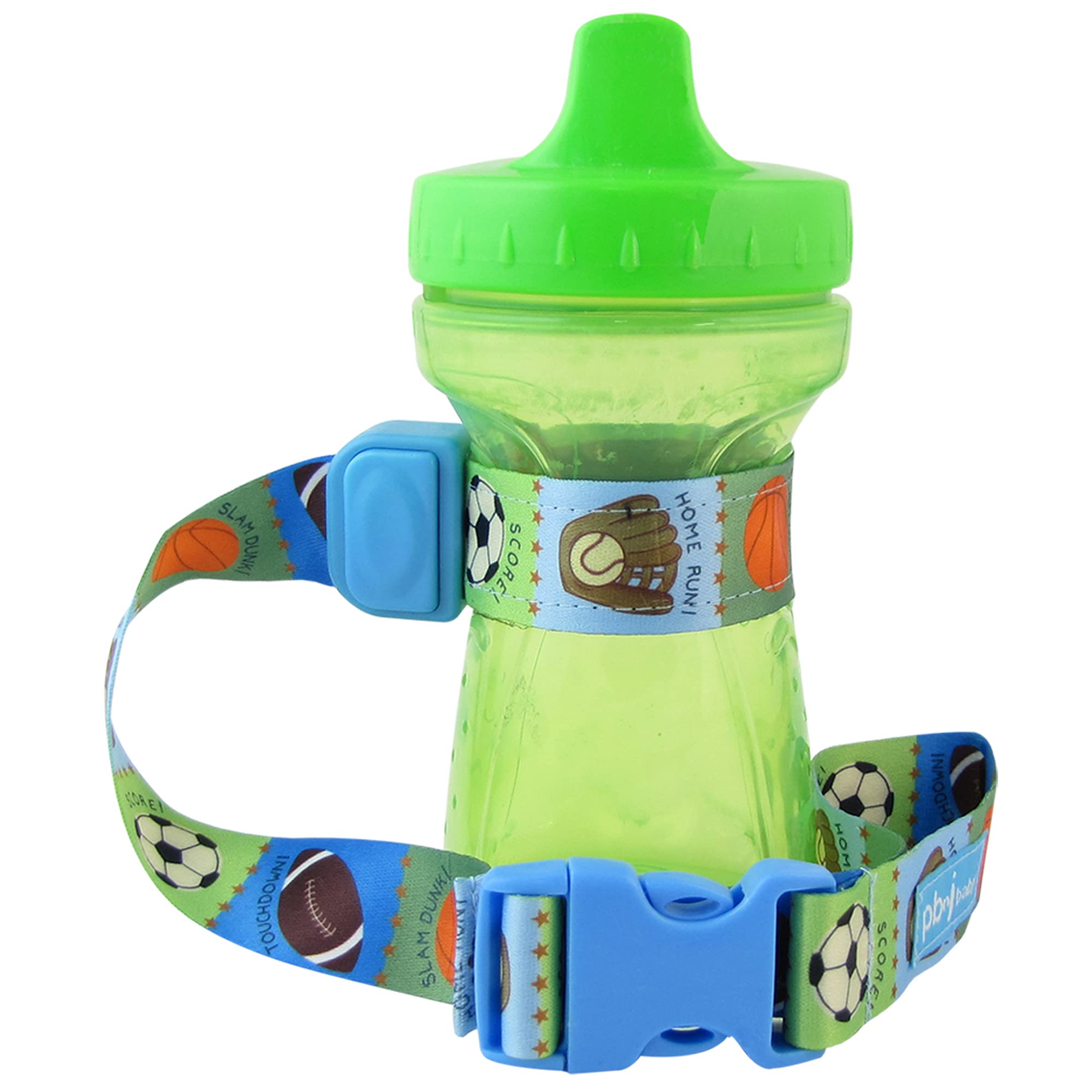PBnJ Baby SippyPal buckle-clip secures bottles on strollers for quick reach.