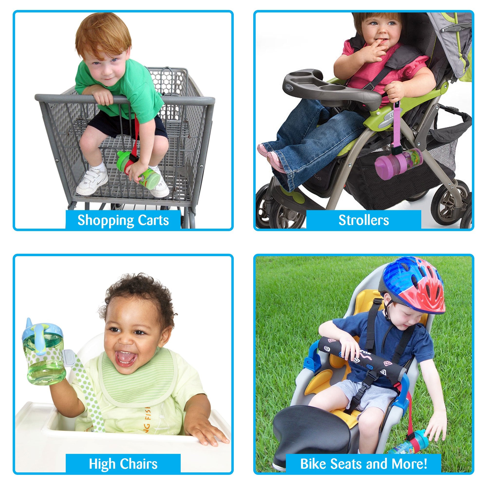 PBnJ Baby SippyPal harness attachment on stroller handle