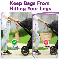 PBnJ Baby hook keeps bags on smooth plastic surface.