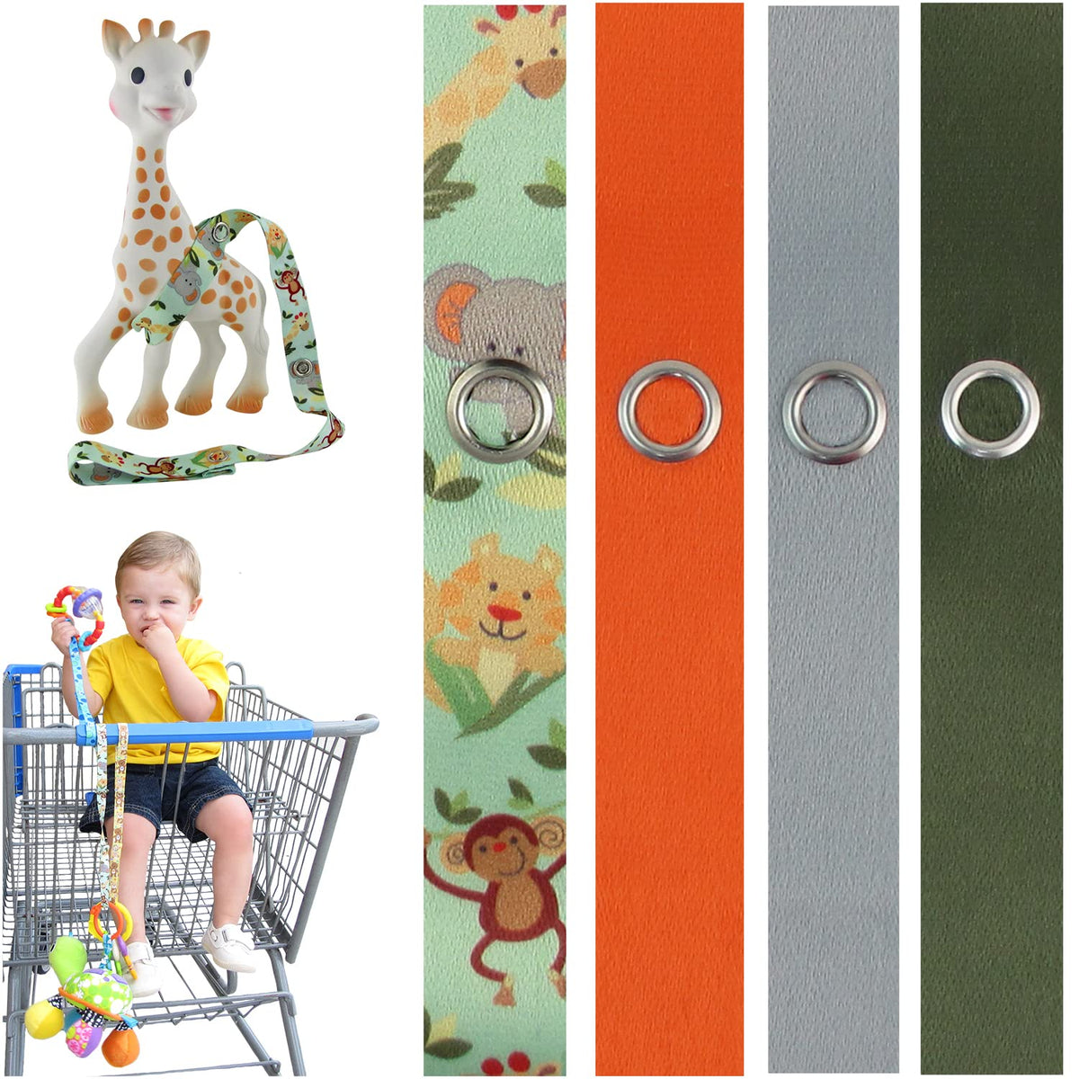 PBnJ Baby Toy Saver Strap teether clip keeps small toys within reach during teething sessions.