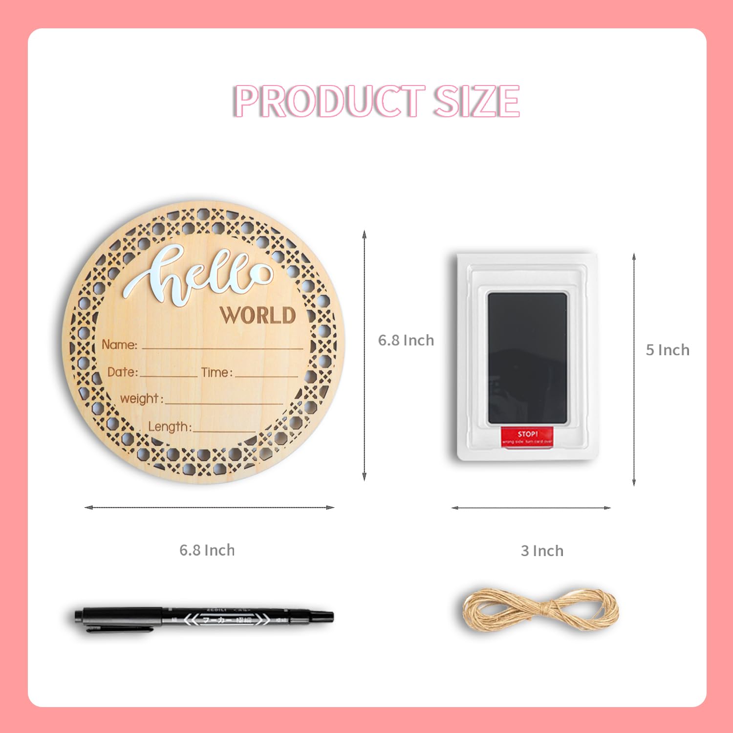 PDRYLY sign with ink pad captures delicate handprints for keepsakes.