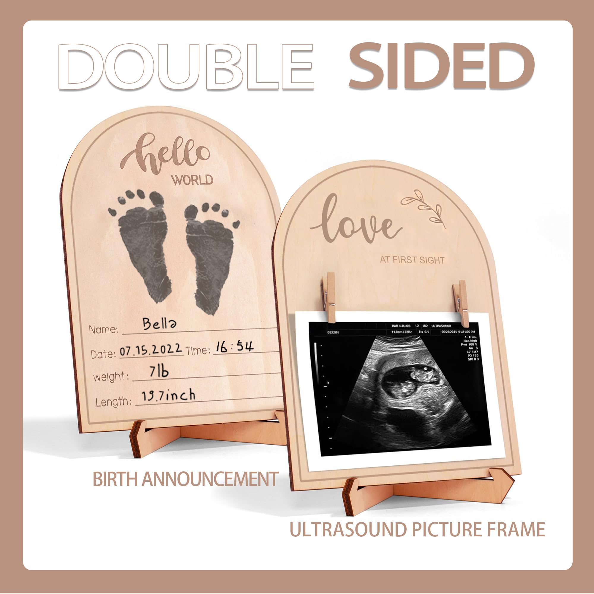 PDRYLY double-sided ultrasound frame showcases pregnancy milestones.