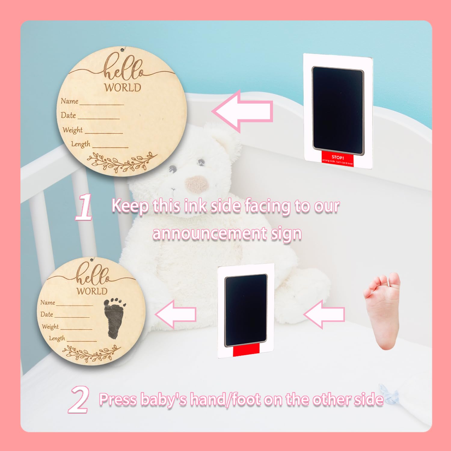 PDRYLY newborn hand-foot prints setup with safe surface for tiny art projects.