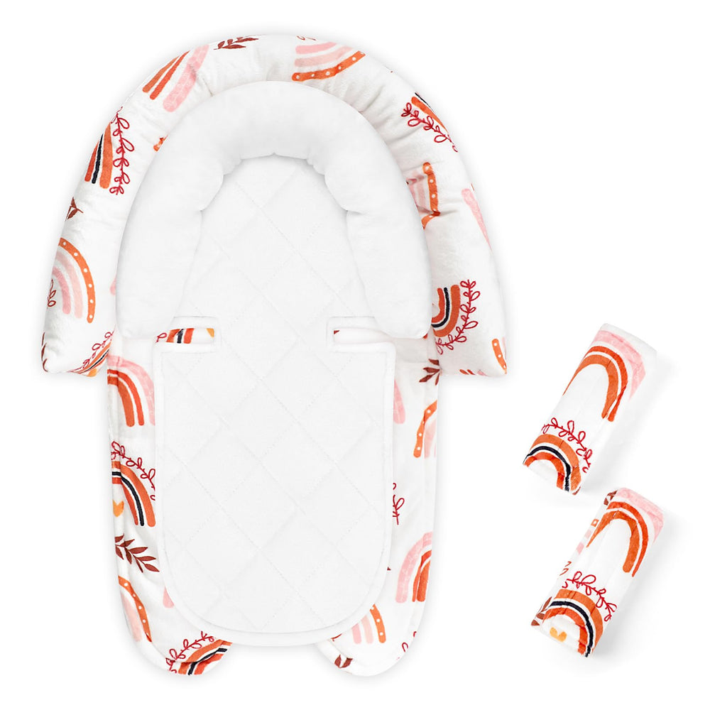 Pea Pod baby body support head cushion provides secure, gentle head stability during car rides