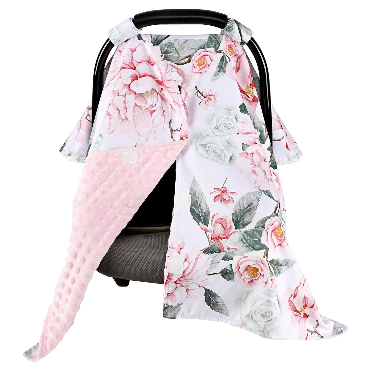 Pea Pod floral-pattern car seat cover adds style while protecting your baby.