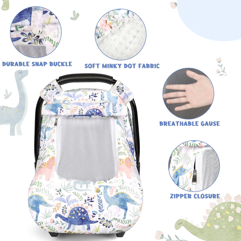 Pea Pod mesh-window car seat cover showing baby while ensuring airflow