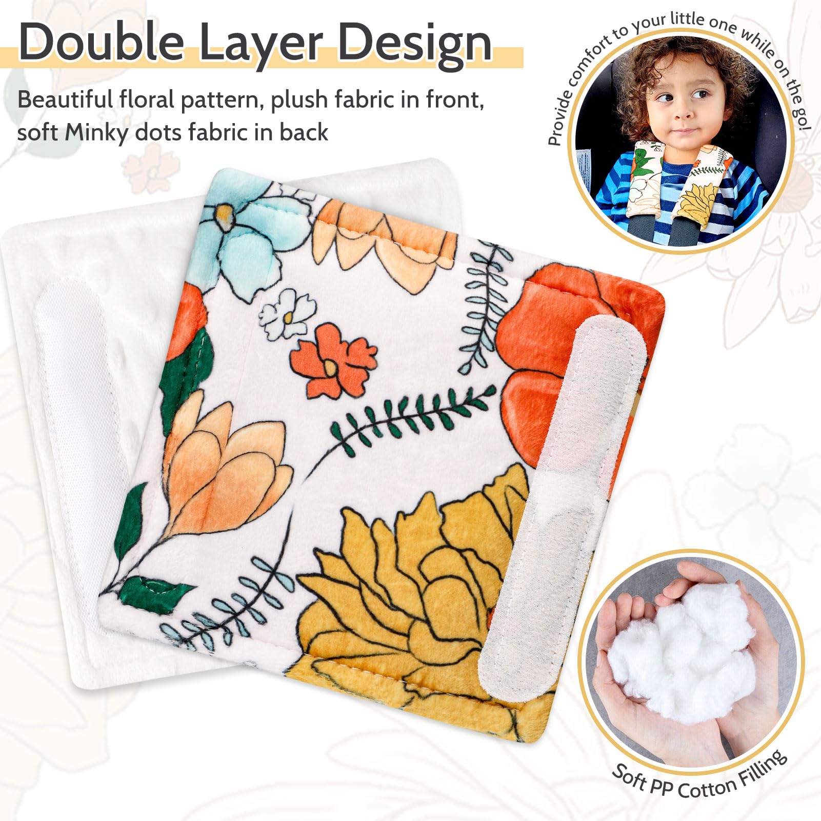 Pea Pod plush front strap cover offering gentle neck padding