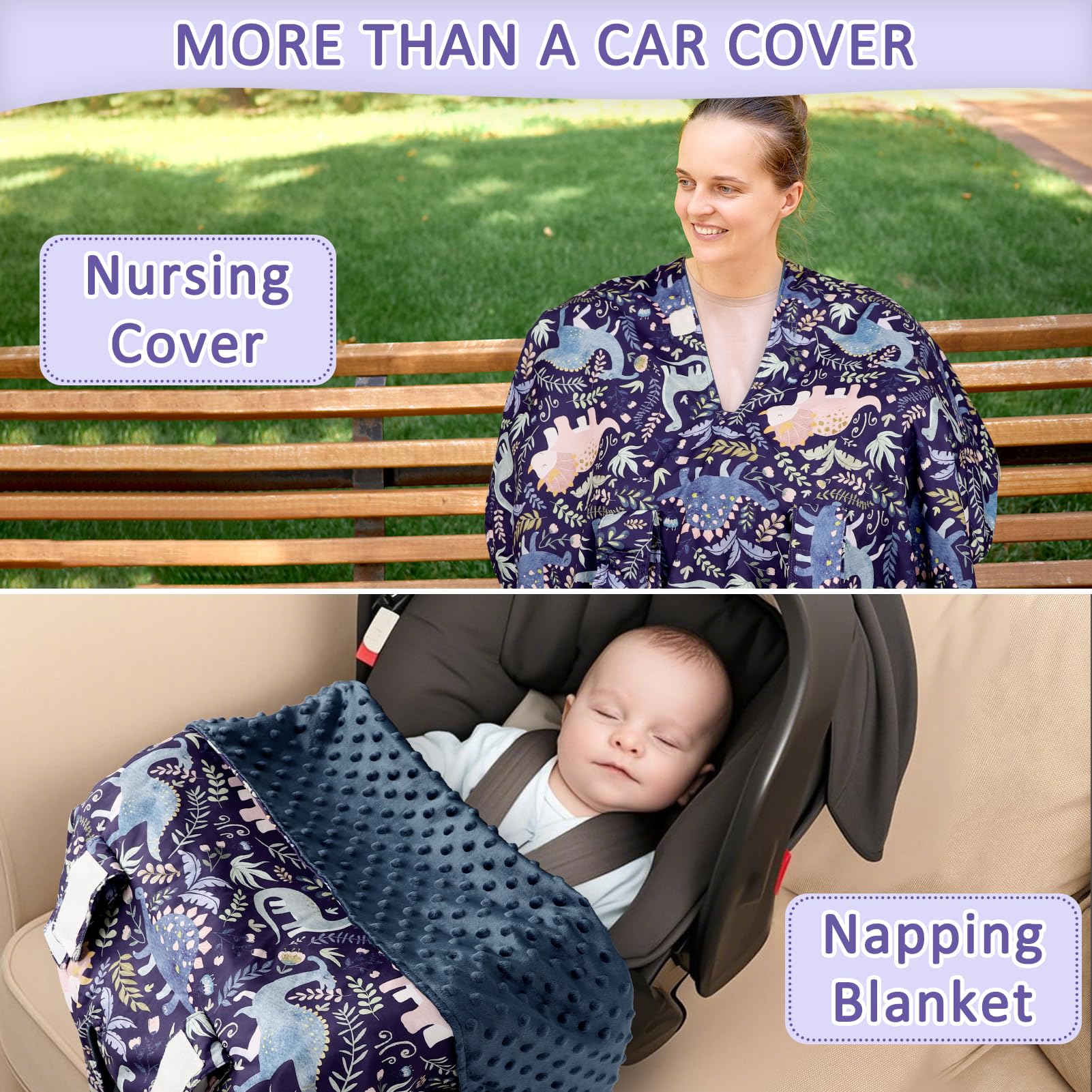 Pea Pod blue dinosaurs nursing cover on the go offers privacy