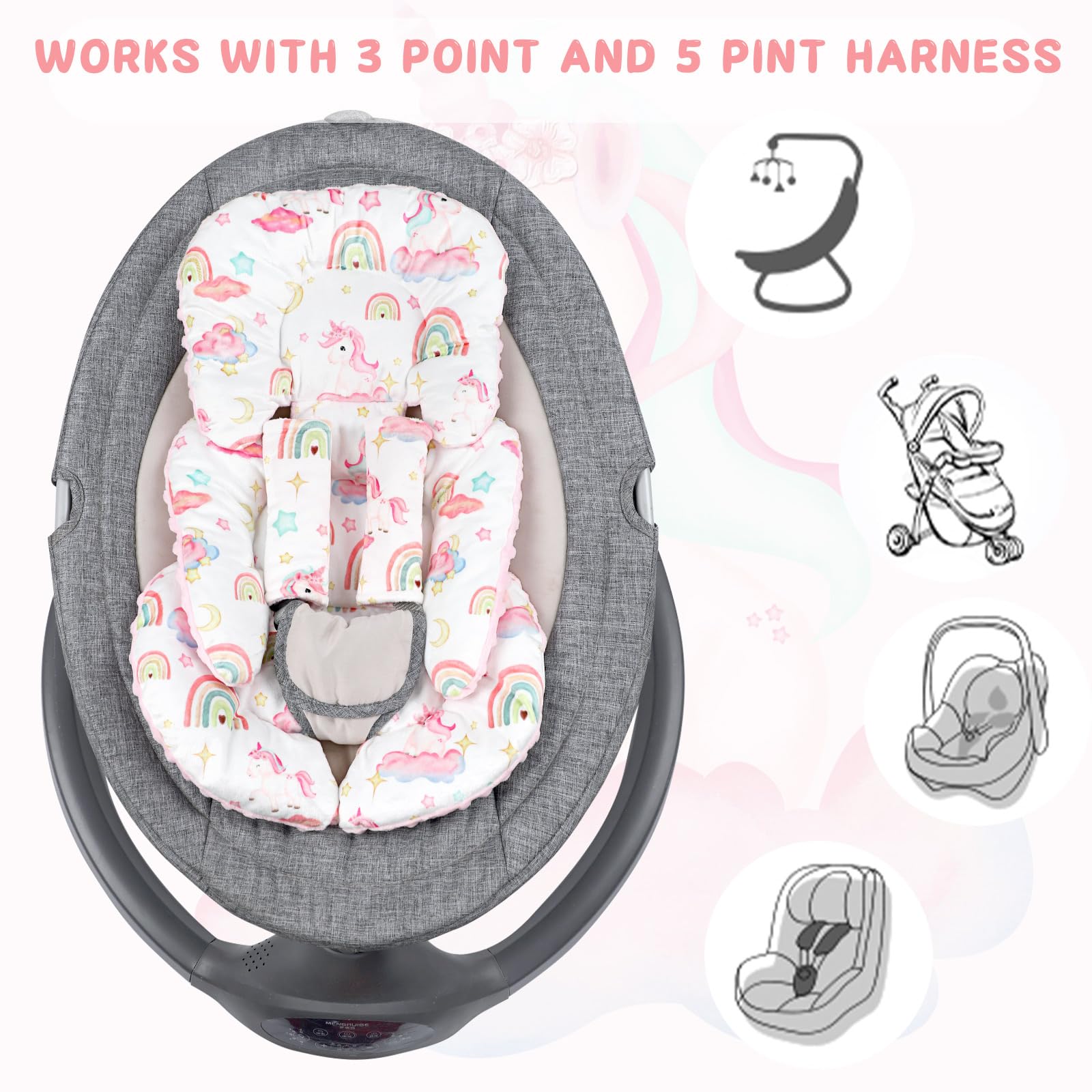 Pea Pod breathable side for summer and warm Minky side for winter comfort.