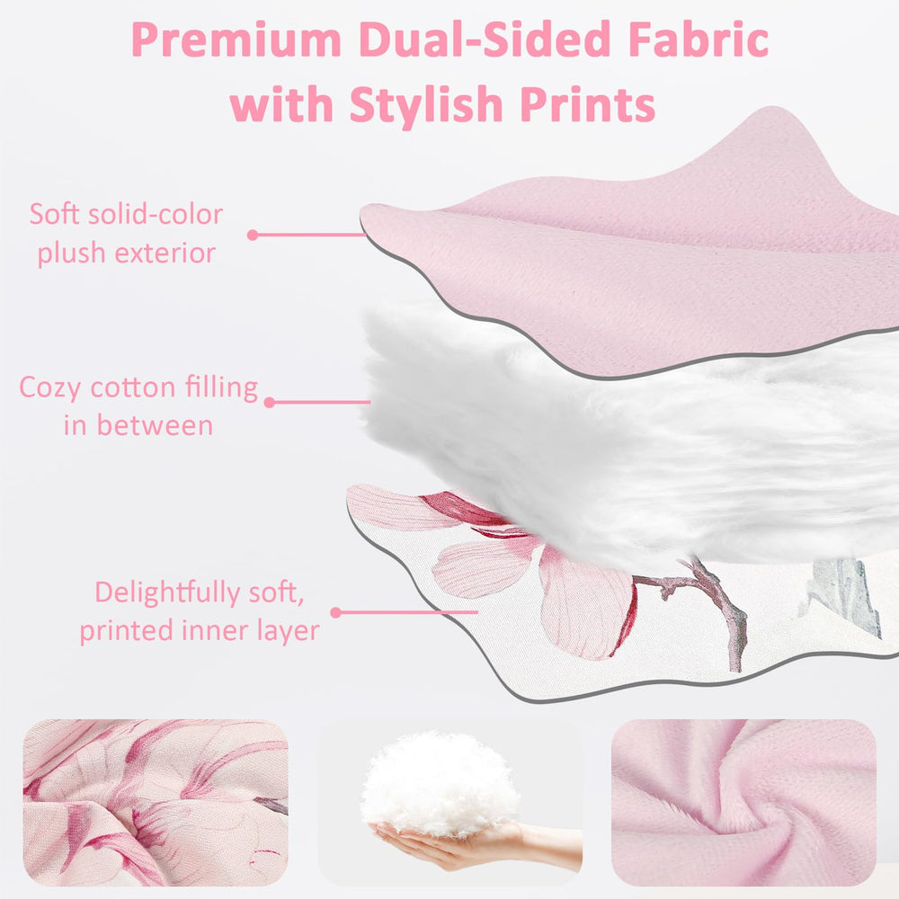 Pea Pod Camellia dual-sided fabric for versatile warmth and style