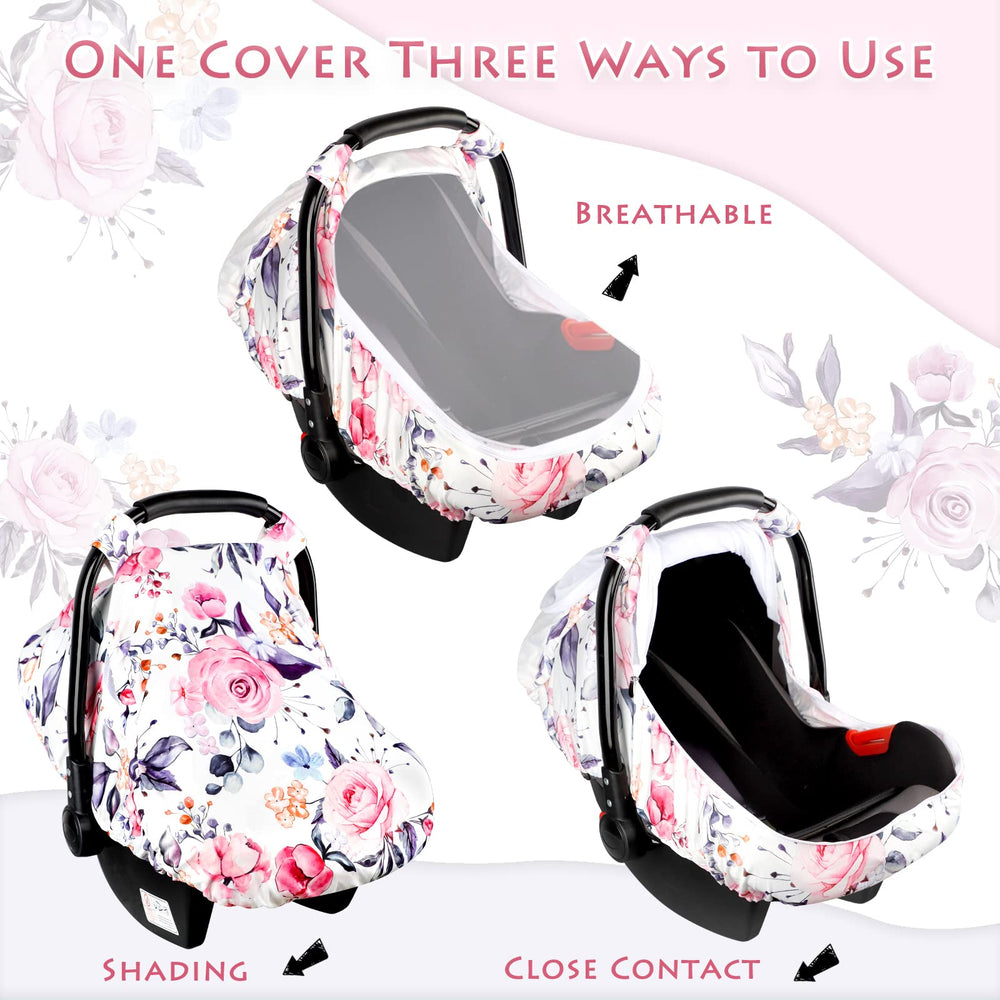 Pea Pod car seat cover easily attaches with Velcro for quick setup.