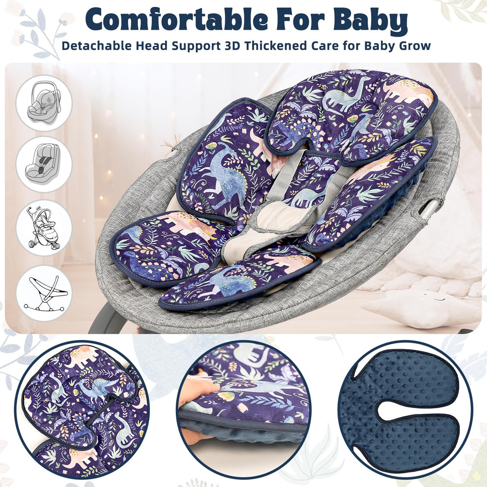Pea Pod dinosaur-pattern insert adds playful style while supporting tiny travelers