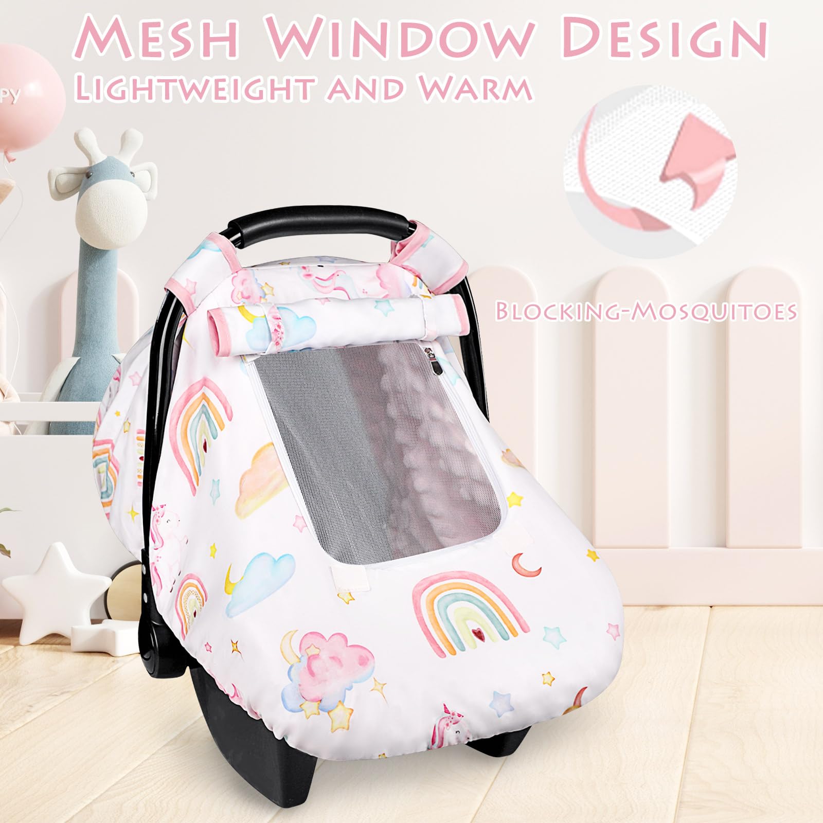 Pea Pod elastic band helps secure the cover on car seats and carriers.