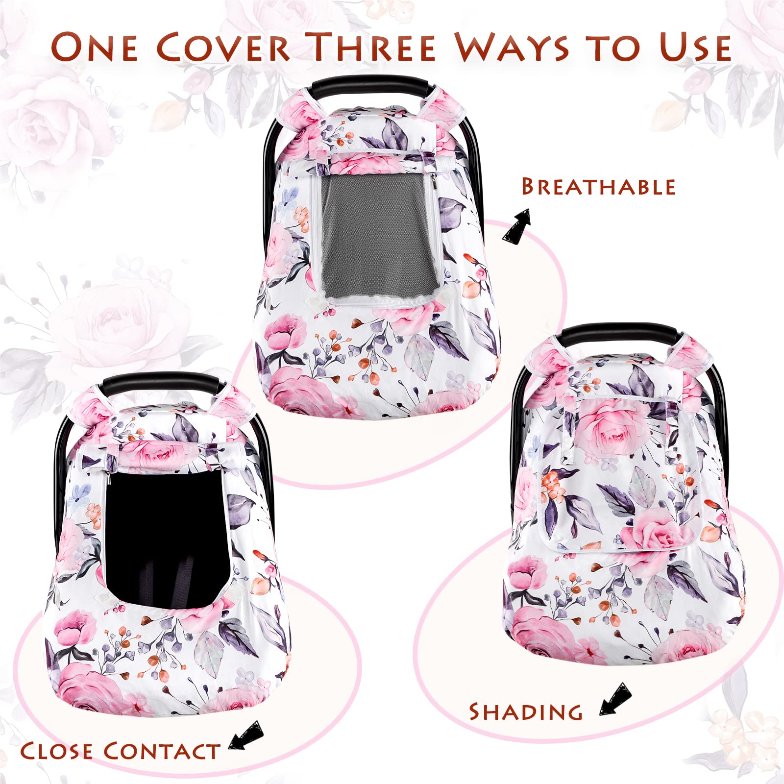 Pea Pod floral car seat cover with kick-proof elastic band