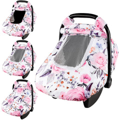 Pea Pod floral car seat cover with mesh window for baby ventilation