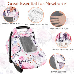 Pea Pod floral car seat cover with privacy window protecting baby