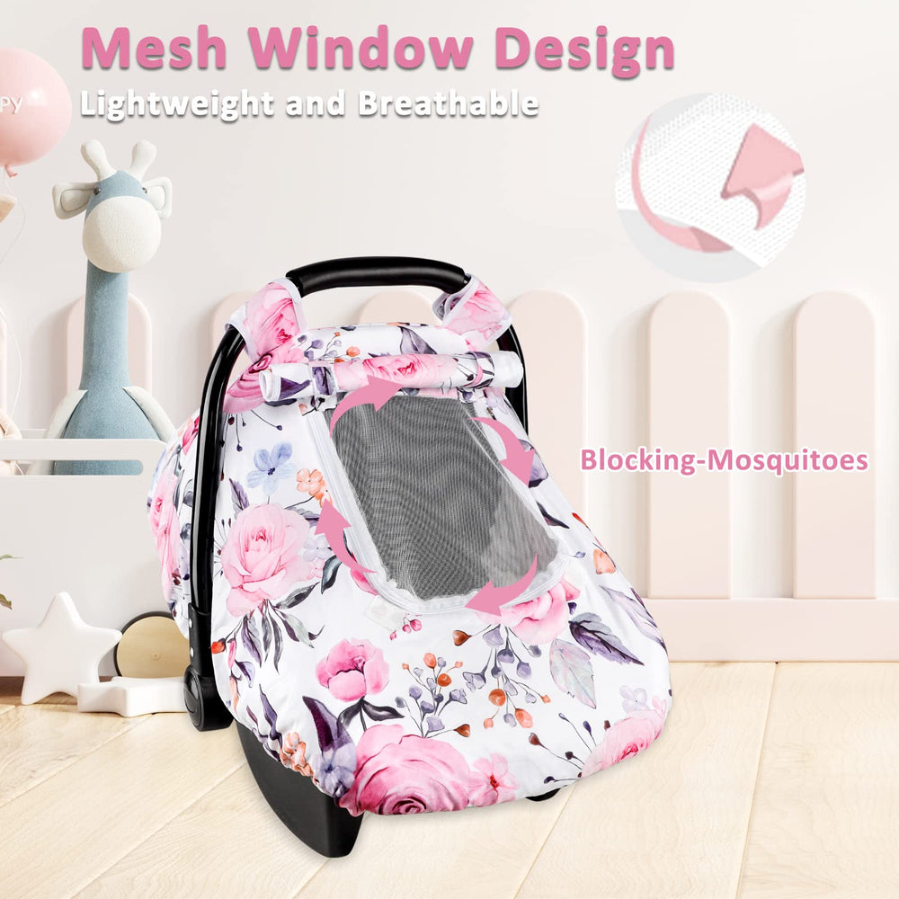 Pea Pod floral car seat cover with Velcro attachment for easy setup
