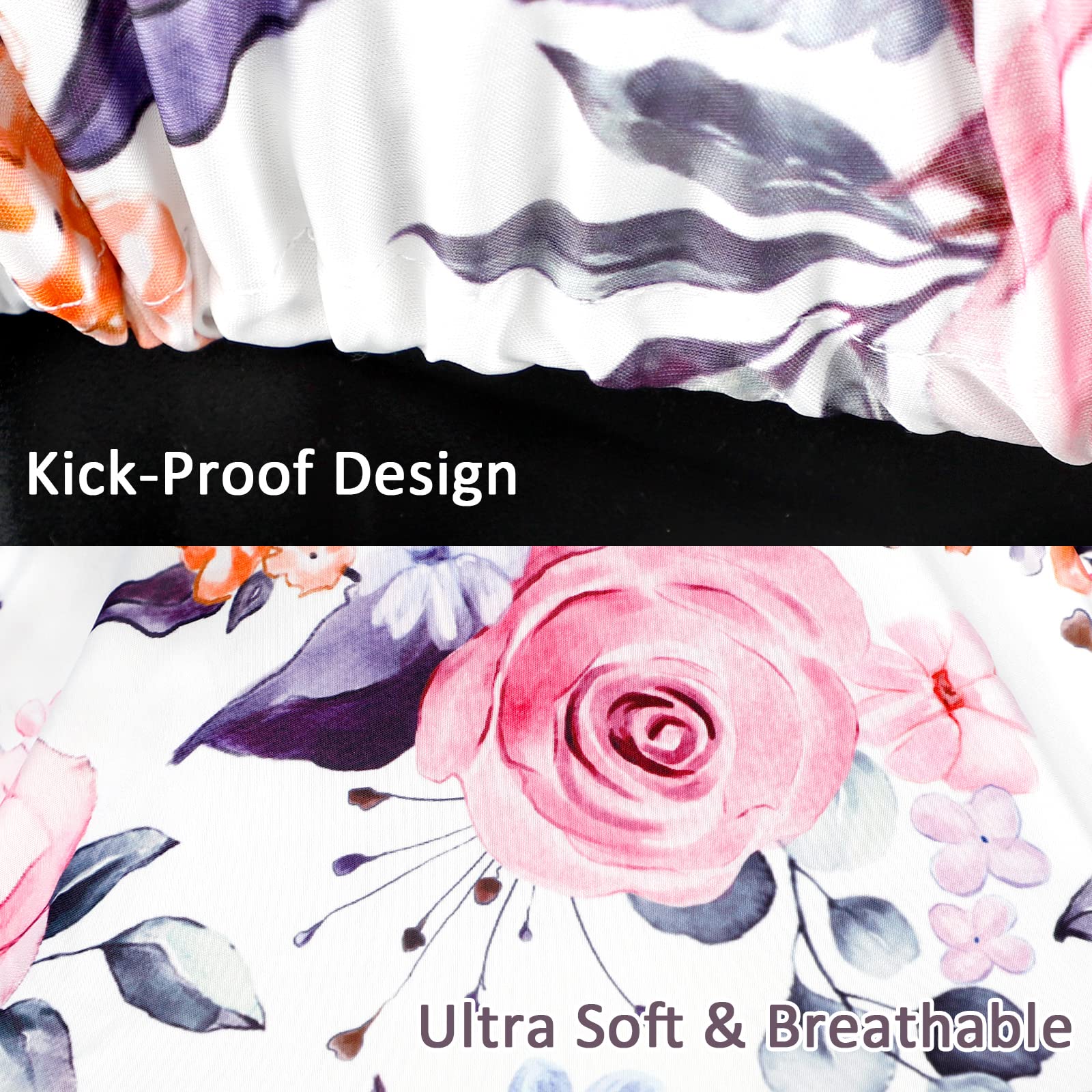 Pea Pod floral pattern car seat cover featuring elastic band for secure, slip-free fit.