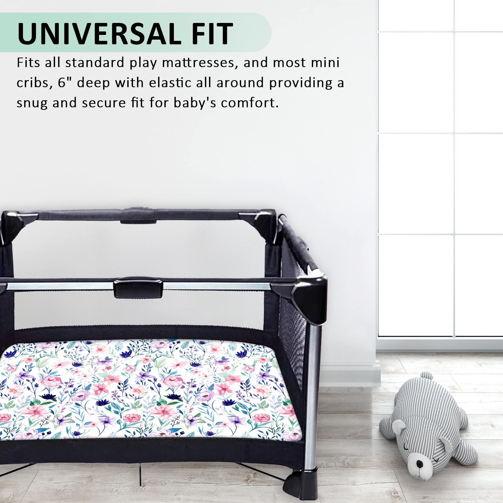Pea Pod floral sheet set fits 24x38 to 27x39 mattresses