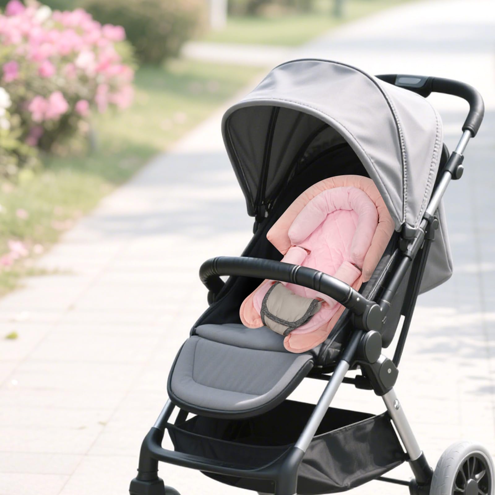 Pea Pod harness-compatible design works across strollers and car seats.