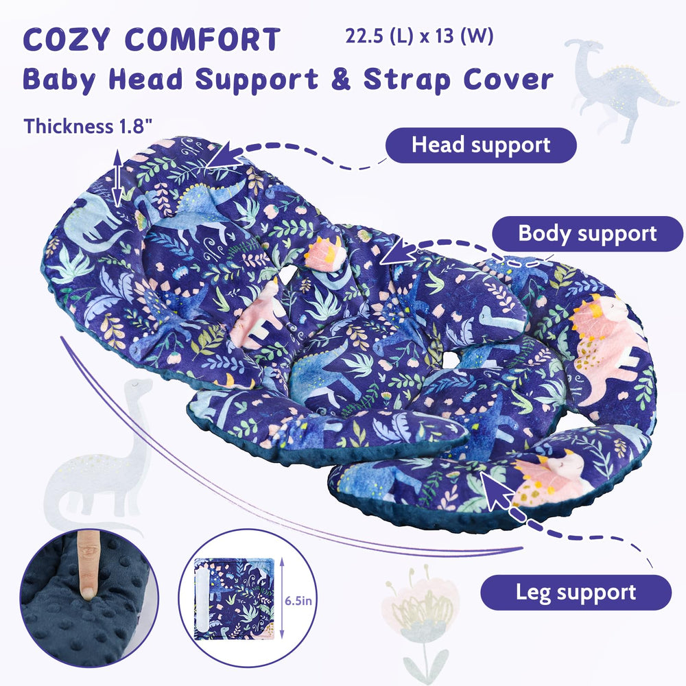 Pea Pod head and body support keeps baby snug in a car seat