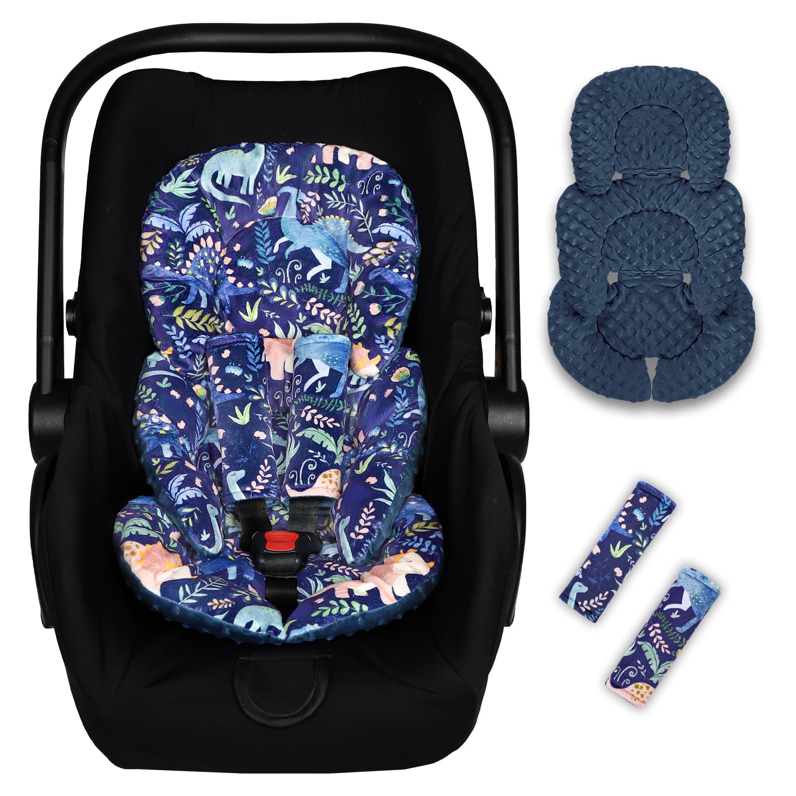 Pea Pod infant car seat insert with strap covers enhances fit and security