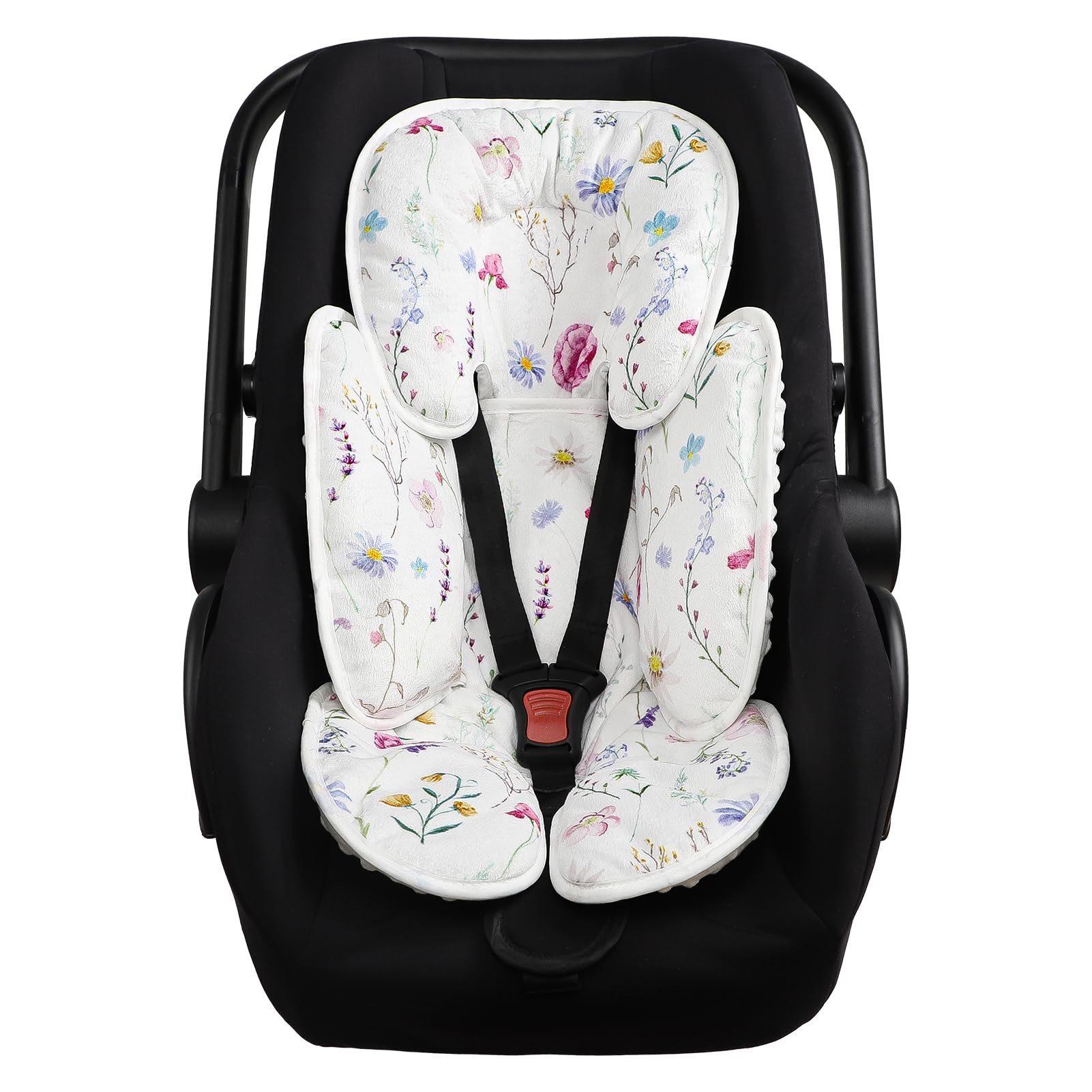 Pea Pod infant car seat pad provides full body support for a growing baby.
