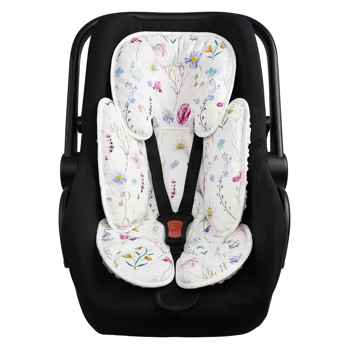 Pea Pod infant car seat pad provides full body support for a growing baby.