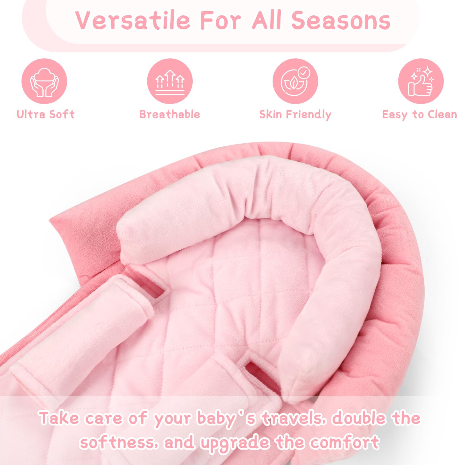 Pea Pod reversible insert offers all-season comfort and support.