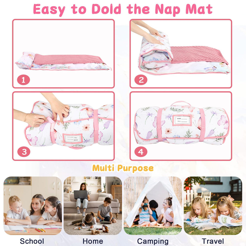 Pea Pod nap mat supports kids aged 3 to 7 for naps.