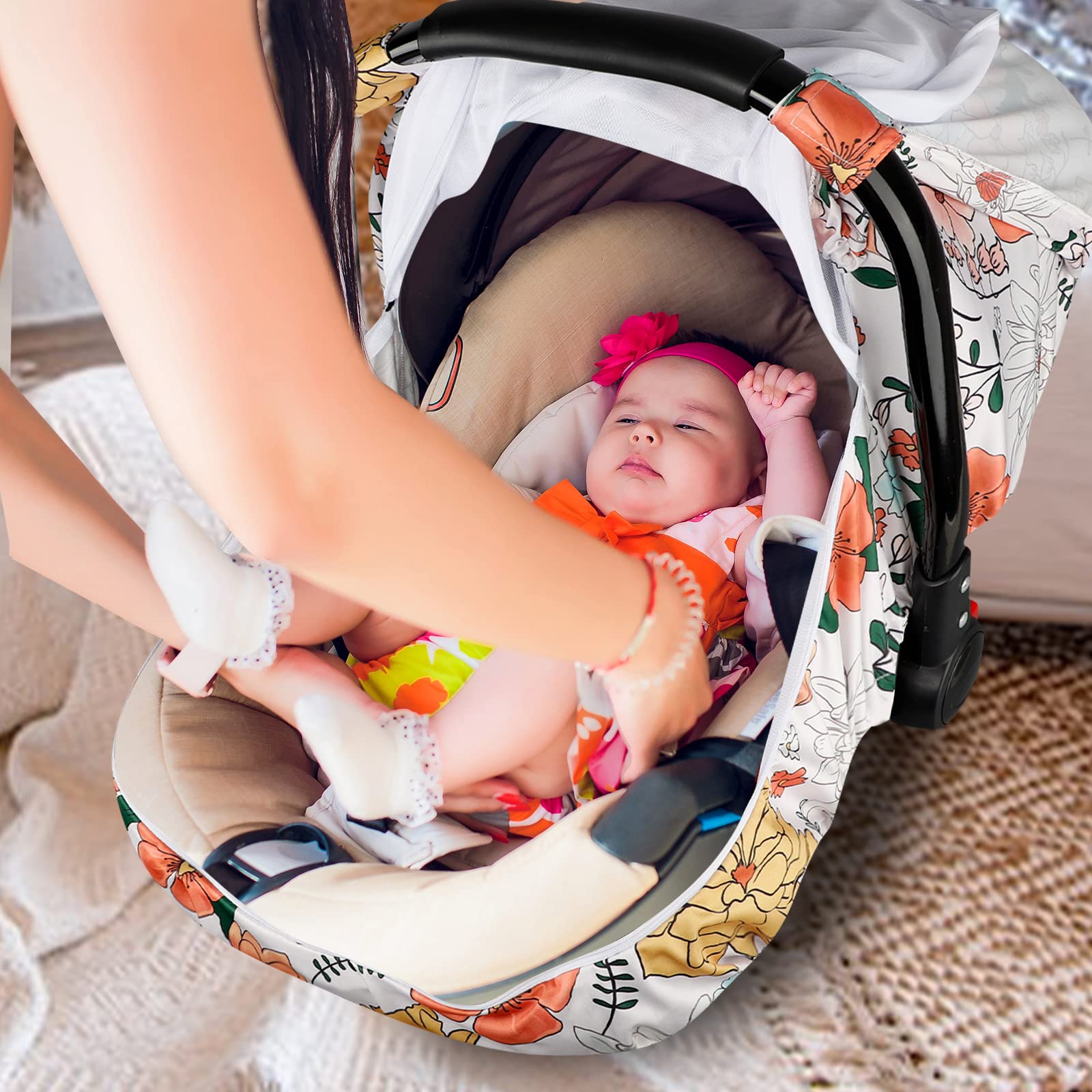Pea Pod newborn car seat cover fits most standard seats