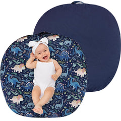 Pea Pod newborn lounger cover with dinosaur soft fleece close-up for cozy baby cuddles.