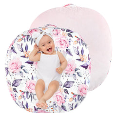 Pea Pod newborn lounger cover floral front view showing soft plush fabric and fit