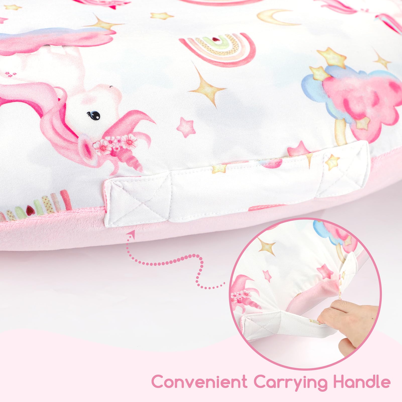 Pea Pod machine-washable cover; quick drying after washes.