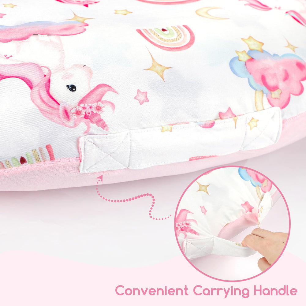 Pea Pod machine-washable cover; quick drying after washes.