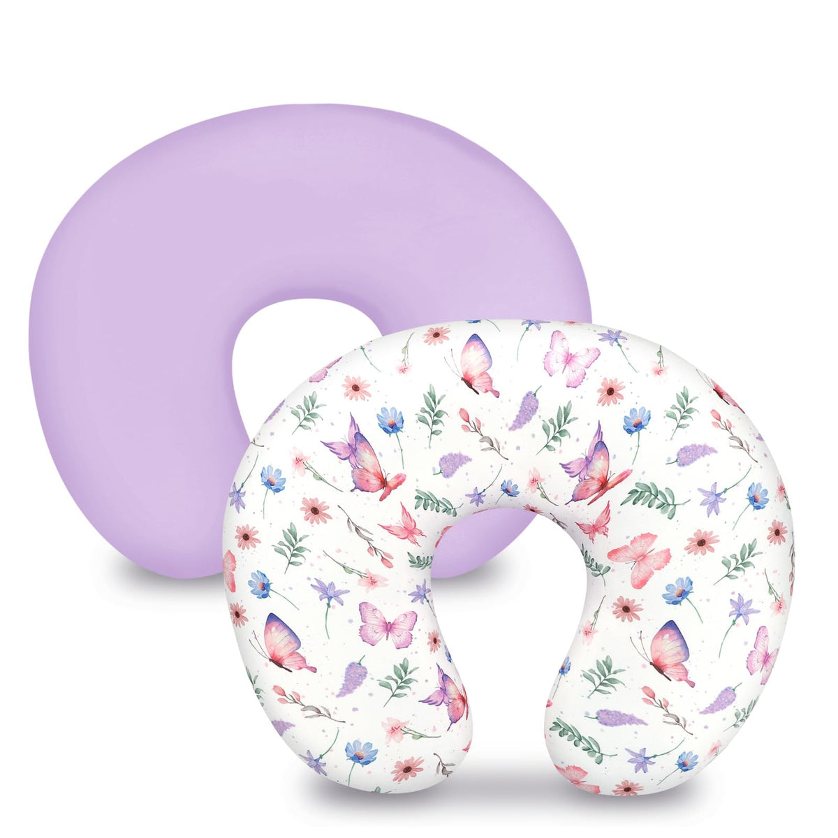 Pea Pod nursing pillow cover with butterfly design for easy cleaning.