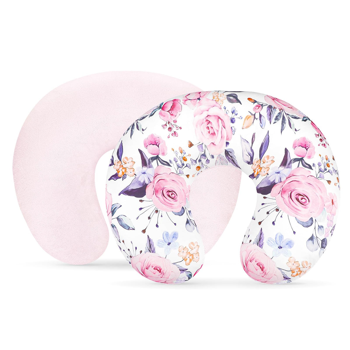Pea Pod nursing pillow cover in floral minky, ultra soft for comfortable feeds.