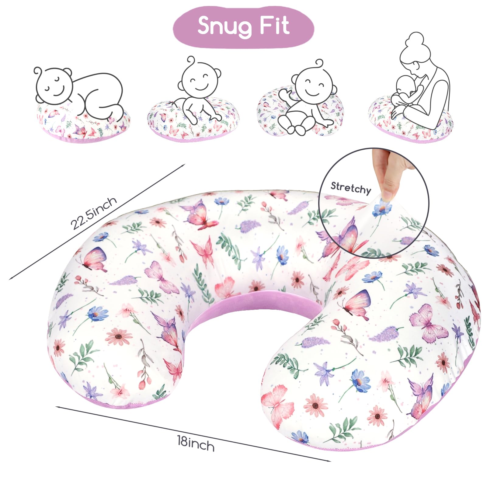 Pea Pod nursing pillow cover showing reversible dual sides for versatility
